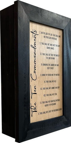 Concealed Gun Storage Cabinet with The Ten Commandments