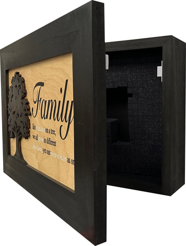 Decorative Secured Gun Storage Cabinet with Family Branches (Black)