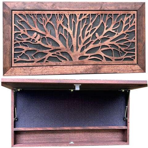 Large Hidden Gun Storage Cabinet Tree of Life Wall Decor - Birds In a Tree Concealed Gun Cabinet