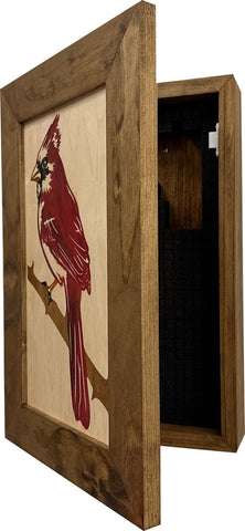 Decorative Hidden Gun Cabinet Red Cardinal Bird Wall Art - Secure Concealed Gun Safe by Bellewood Designs