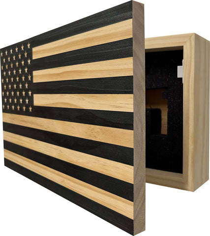 American Flag Decorative & Secure Wall-Mounted Gun Cabinet (Carbon Gray)