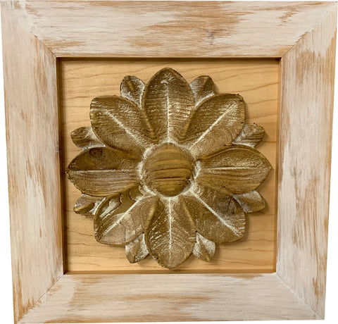 Distressed Flower Concealed Gun Cabinet Wall Decor (White)