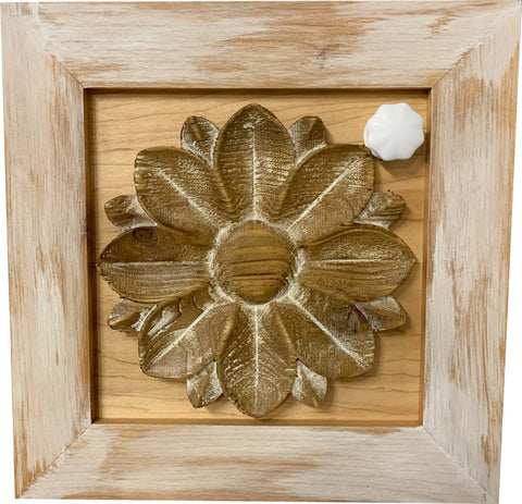 Distressed Flower Concealed Gun Cabinet Wall Decor (White)