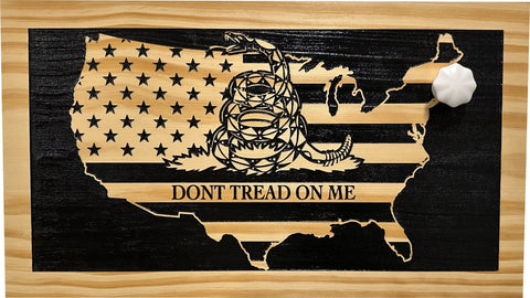 Dont Tread On Me Secure Decorative Wall-Mounted Gun Cabinet (Union)