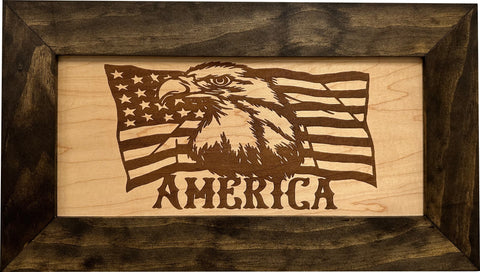 American Flag with Bald Eagle Patriotic Decorative Wall-Mounted Secure Gun Cabinet