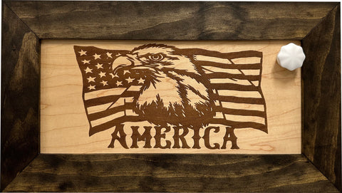 American Flag with Bald Eagle Patriotic Decorative Wall-Mounted Secure Gun Cabinet