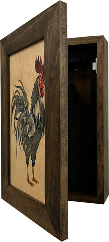 Hidden Gun Cabinet Farmhouse Rooster Art Wall Decoration - Secure Gun Safe by Bellewood Designs