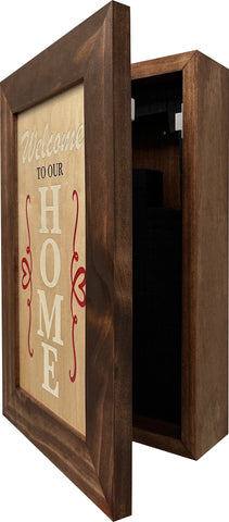 Wood Secure Gun Safe Welcome to our Home Wall Decor (Red Oak)